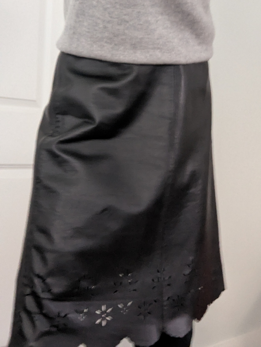 Black Leather A-line Skirt